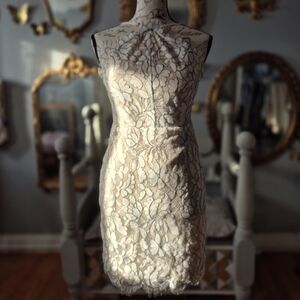 Lulu's Strapless Romantic Cream Lace Dress Small